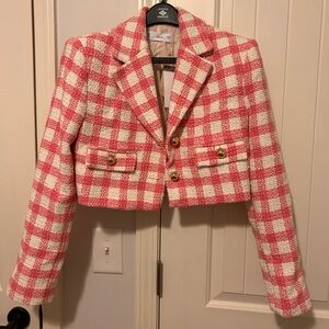 Mango NWT Pink and White Cropped Blazer